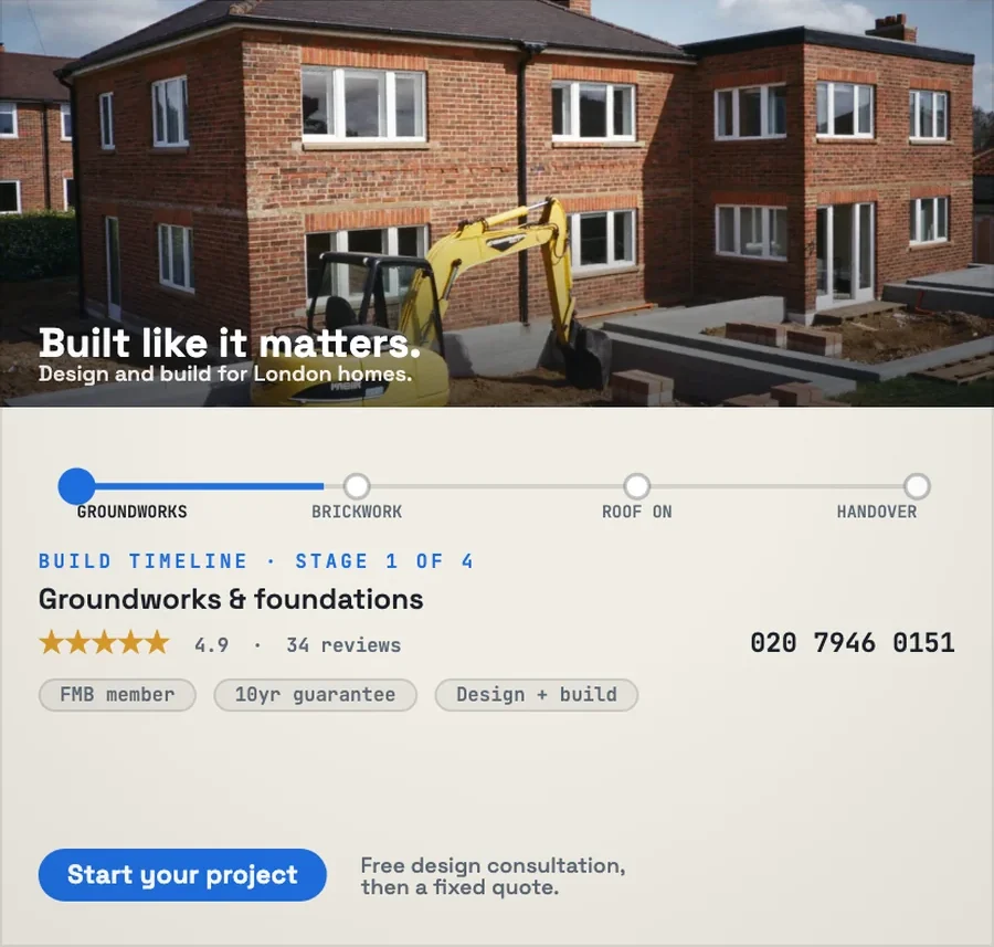 A building company website concept we designed