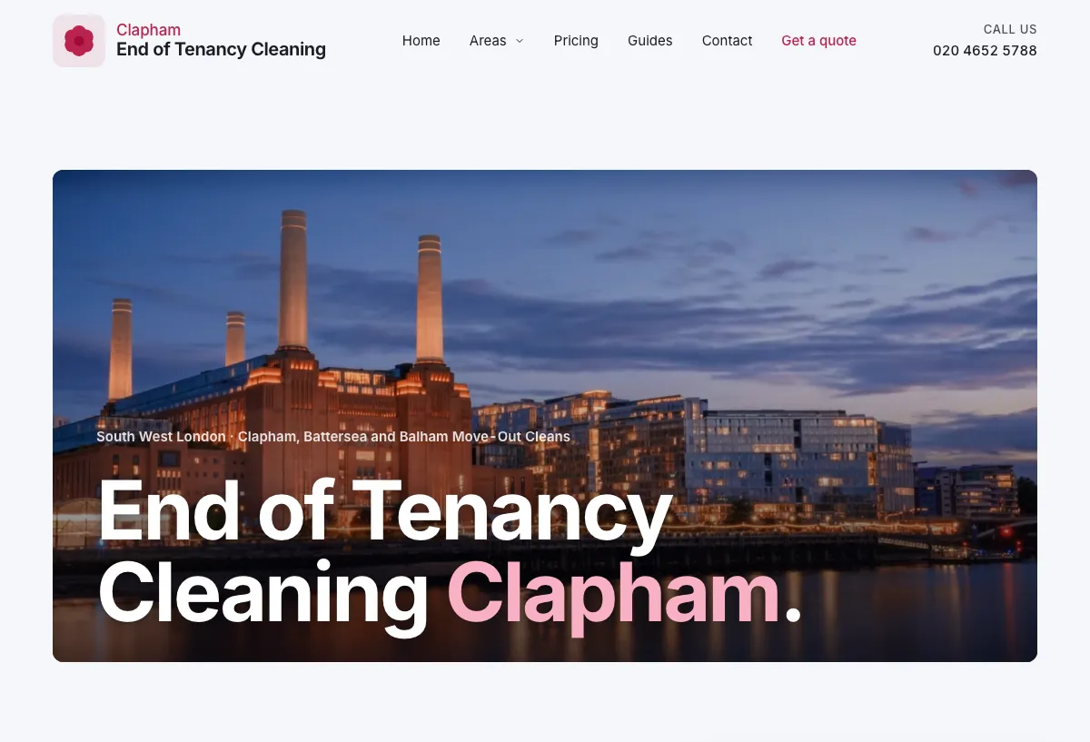The Clapham End of Tenancy Cleaning website we built and run