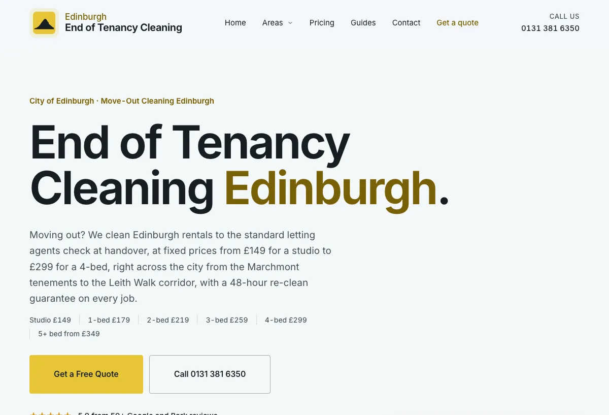 The Edinburgh End of Tenancy Cleaning website we built and run