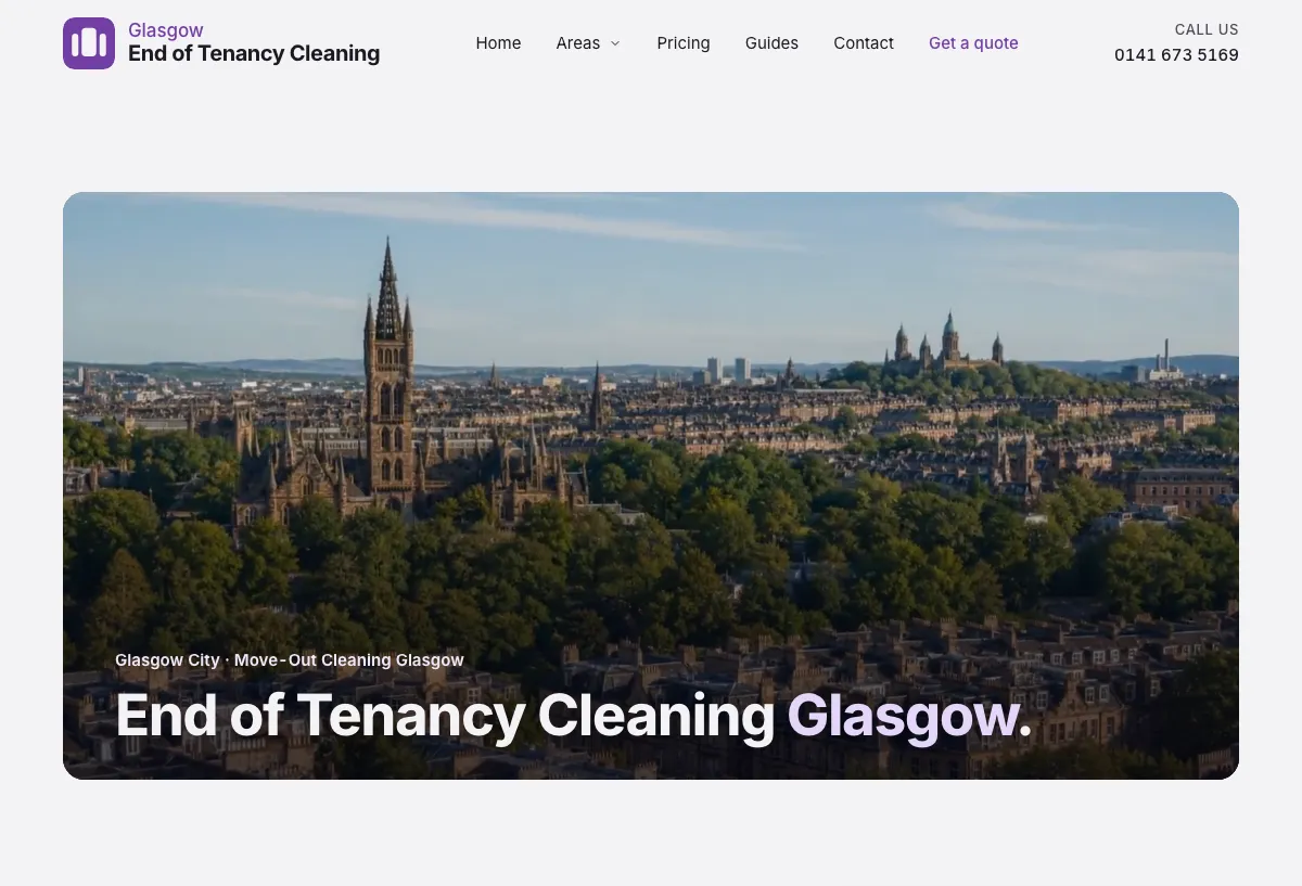 The Glasgow End of Tenancy Cleaning website we built and run