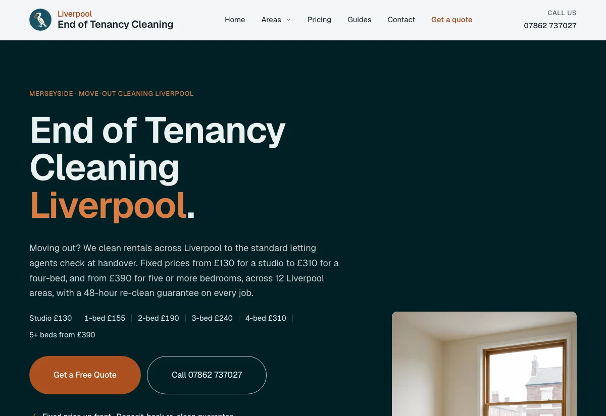 The Liverpool End of Tenancy Cleaners website we built and run