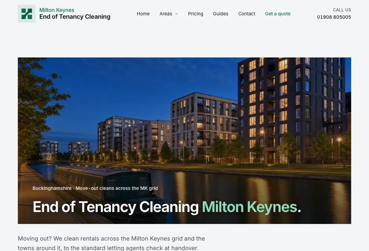 The Milton Keynes End of Tenancy Cleaning website we built and run